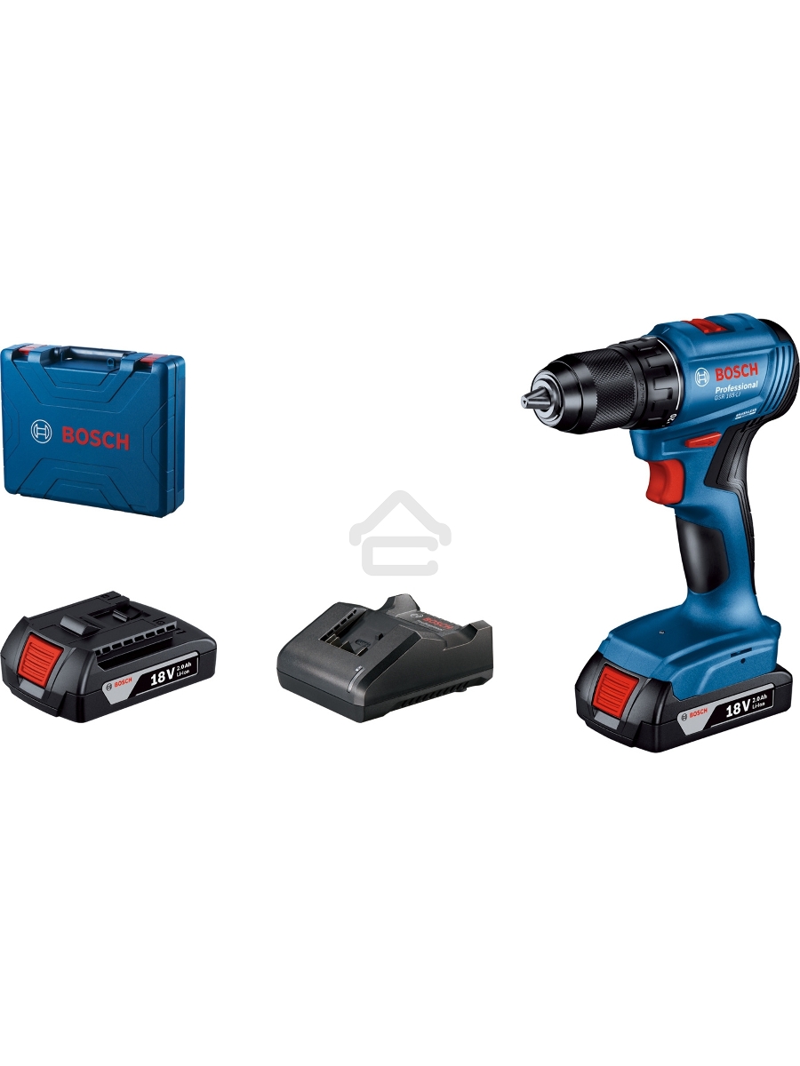 Дрель-шуруповерт Bosch GSR 185-LI 06019K3000, Аккумуляторная, 18В, 2 АКБ, Кейс