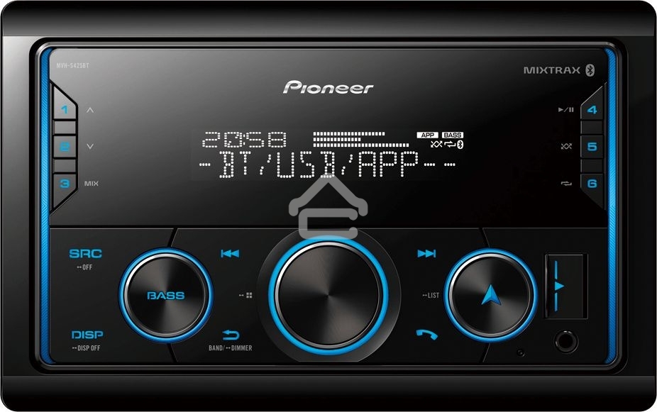 Автомагнитола Pioneer MVH-S425BT 2DIN 4x50Вт ПДУ RDS