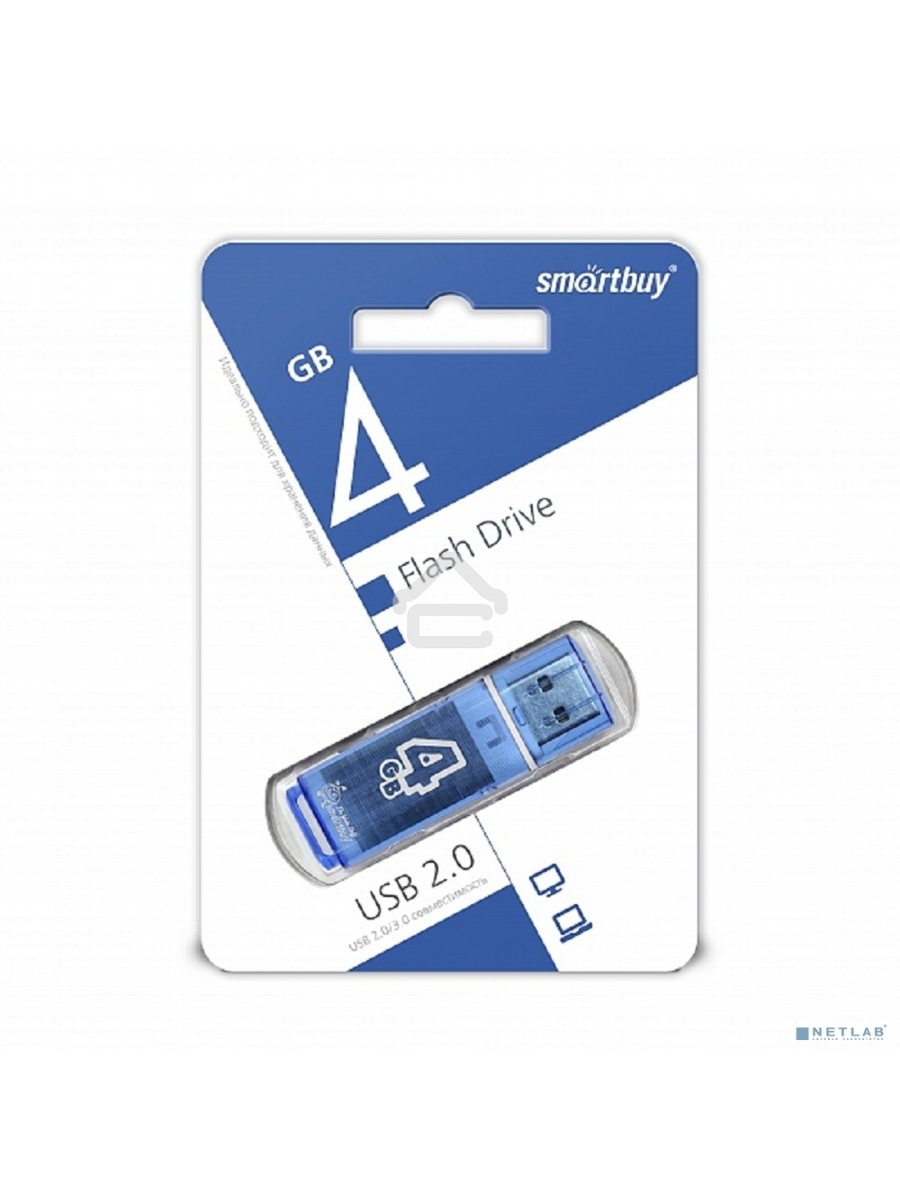 Флеш диск Smartbuy 4Gb USB Drive <USB2.0> Glossy series Blue (SB4GBGS-B)