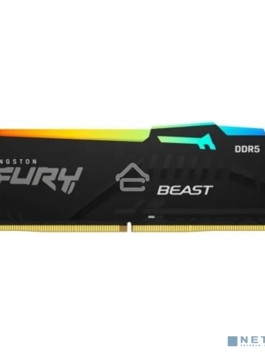 Оперативная память Kingston Fury Beast, DDR5, 8GB (1x8GB), 5600MHz, CL40, DIMM, с радиатором, RGB, черный