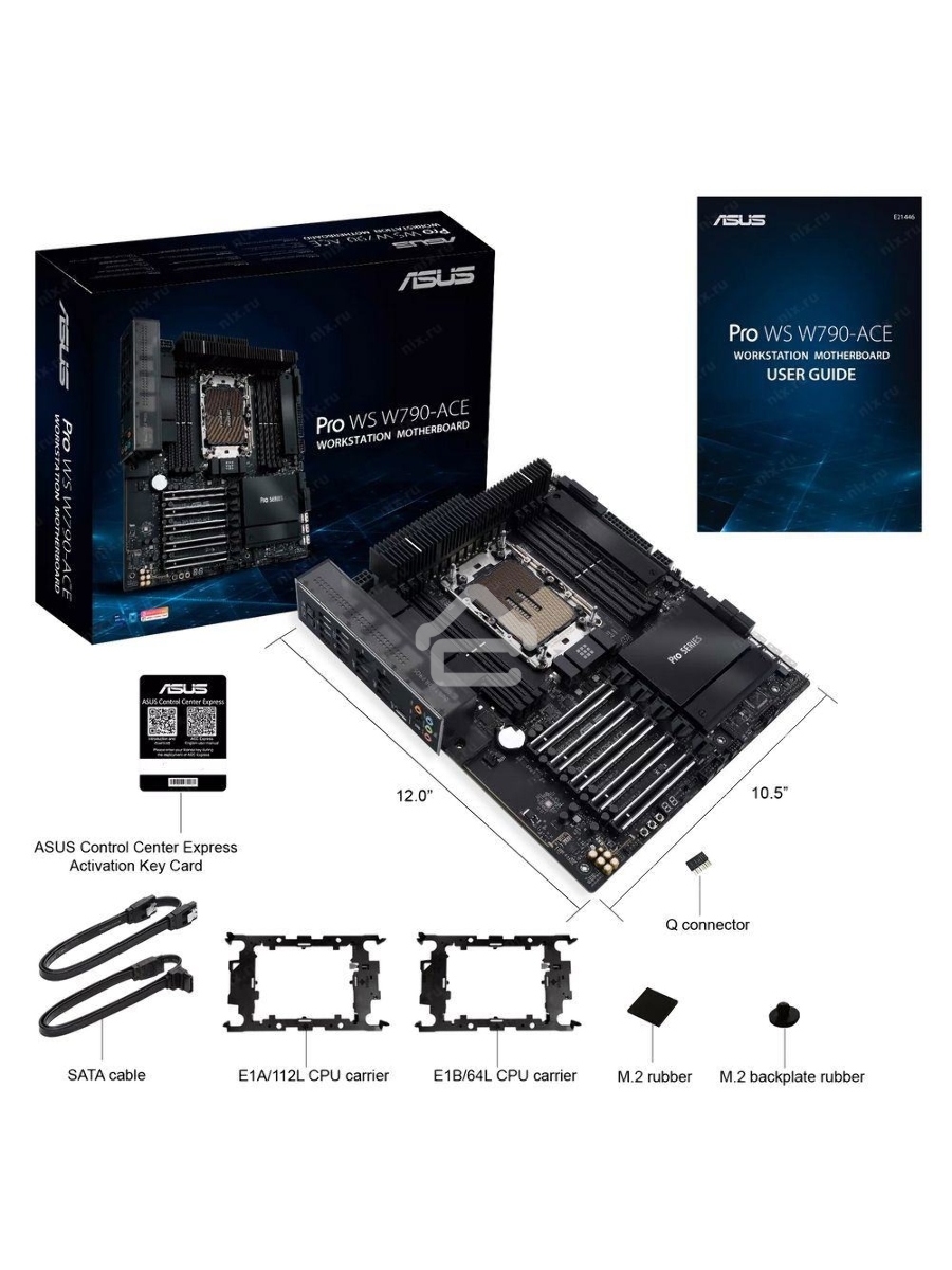 Серверная материнская плата ASUS Pro WS W790-ACE, LGA 4677, Intel W790, 8xDDR5, 4xSATA, 2xM.2, 5xPCIe 5.0 x16, 1xLAN 2.5Gb, 1xLAN 10Gb, 2xUSB 2.0 (9 pin), 1xUSB 3.2 Gen 1 (19 pin), 1xUSB 3.2 Gen 2x2 Type-C, 3.5 мм x5, SSI-CEB