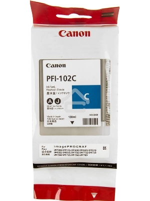 Картридж струйный Canon PFI-102C (0896B001) голубой (130 мл.) для Canon imagePROGRAF iPF605, iPF610., iPF650, iPF655, iPF710, iPF750, iPF755, LP17, iPF510
