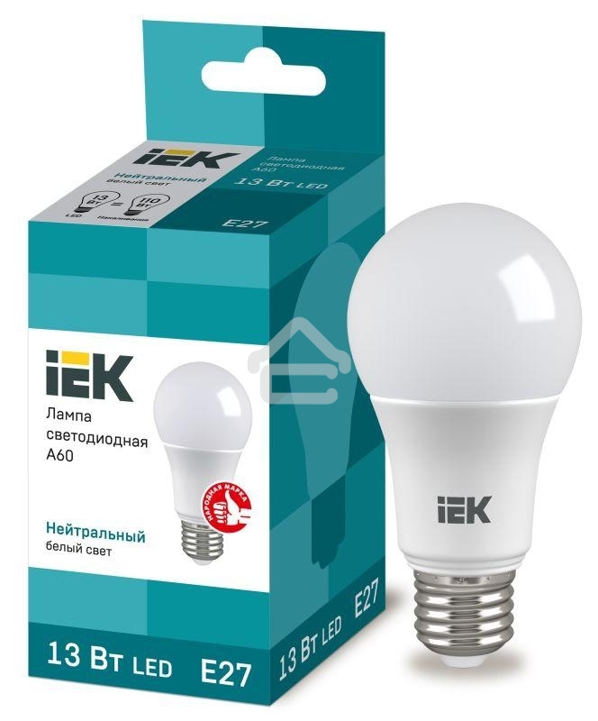 Лампа Iek LLE-A60-13-230-40-E27 светодиодная ECO A60 шар 13Вт 230В 4000К E27 IEK