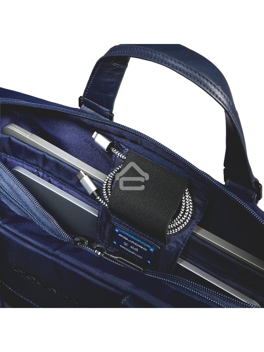 Деловая сумка Piquadro Orion CA6624S136/BLU с отделением для ноутбука синий ткань/натур.кожа
