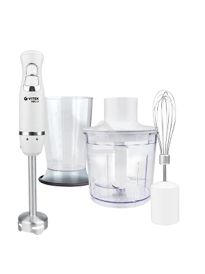 Блендер Vitek VT-3419 W Мощность 800Вт. Количество скоростей 2. Турборежим. Управление механическое. Материал корпуса пластик. Материал погружной части сталь. Емкость измельчителя 500мл. Емкость мерного стакана 700мл. Венчик для взбивания.