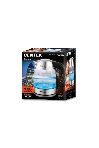 Чайник Centek CT-0059 London, стекло, 1.8л, 2200Вт, LED-подсветка, отделка нерж.