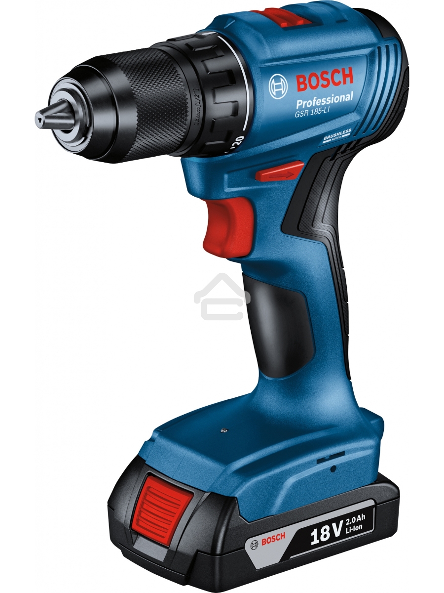 Дрель-шуруповерт Bosch GSR 185-LI 06019K3000, Аккумуляторная, 18В, 2 АКБ, Кейс