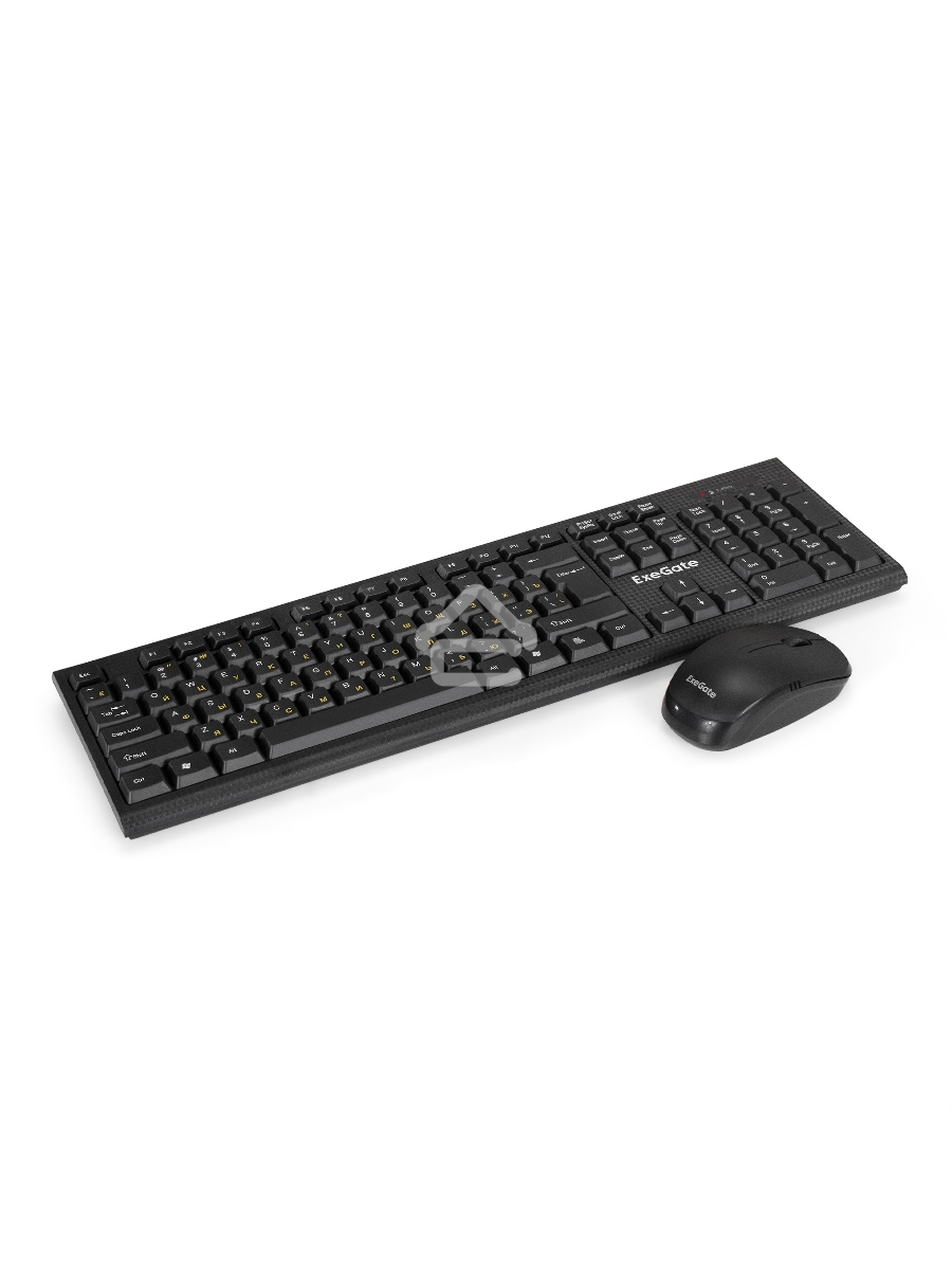 Комплект беспроводной ExeGate Professional Standard Combo MK280 (клавиатура полноразмерная влагозащищенная 104кл. + мышь оптическая 1000dpi, 3 кнопки и колесо прокрутки; USB, радиоканал 2,4 ГГц, радиус действия до 10м, черный, Color Box)