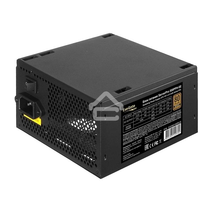 Блок питания серверный 500W ExeGate ServerPRO 80 PLUS Bronze, 500PPH-SE (ATX, for 3U+ cases, APFC, КПД 89% (80 PLUS Bronze), 12cm fan, 24p, (4+4)p, PCIe, 5SATA, 3IDE, black)