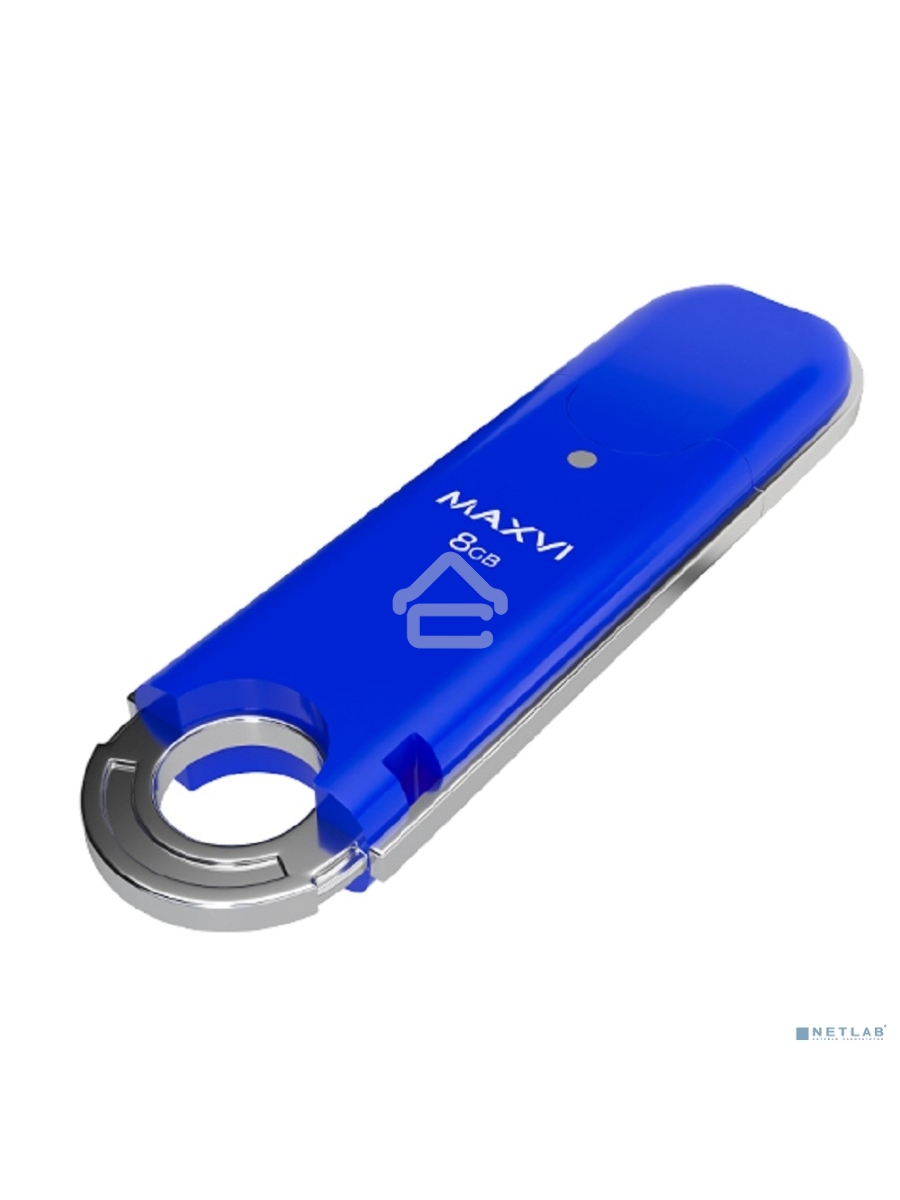 Флеш диск Maxvi P2 8GB USB 2.0 blue, монолит с колпачком, ABS пластик