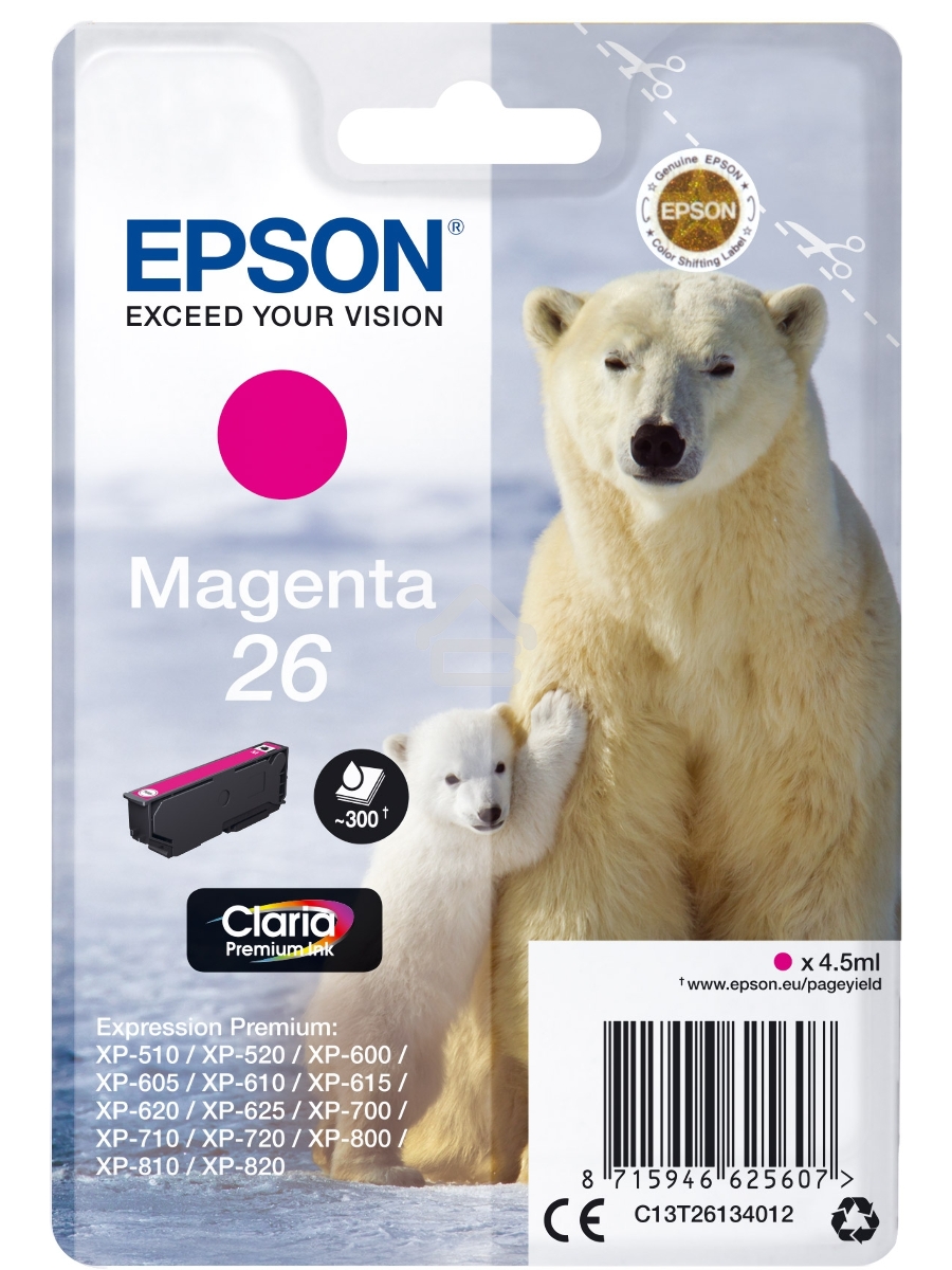 Картридж струйный Epson (C13T26134012/C13T26134010) пурпурный для Epson XP-70(300стр.)