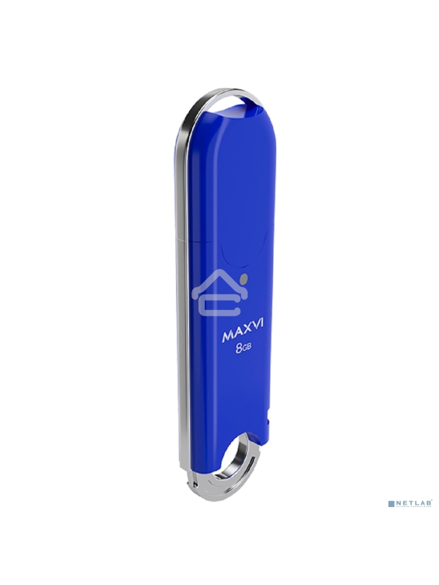 Флеш диск Maxvi P2 8GB USB 2.0 blue, монолит с колпачком, ABS пластик