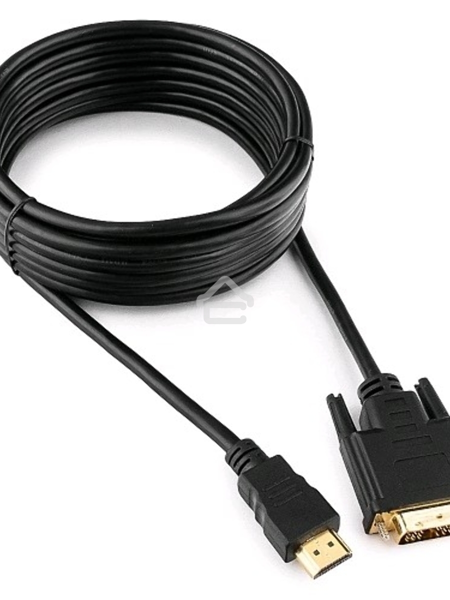 Кабель HDMI-DVI Cablexpert CC-HDMI-DVI-15, 19M/19M, single link, медь, позол.разъемы, экран, 4.5м, черный, пакет
