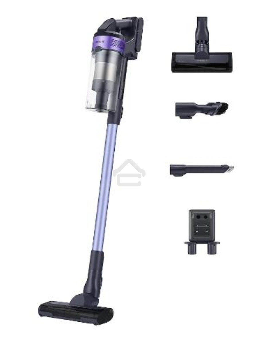 Пылесос вертикальный Samsung VS15A6031R4/EV фиолетовый/чёрный, питание от аккумулятора, 150 Вт, уборка сухая, пылесборник 0.8 л, работа от АКБ max 40 мин.