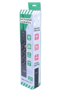 Бытовой удлинитель PowerCube, 4р с/з вык.,3USB, 3500 Вт, 16А, 1.9 м, 3*1,0 (черный) PC-7B-2M