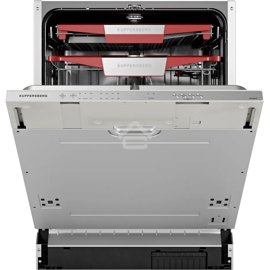 Встраиваемая посудомоечная машина Kuppersberg GIM 6092, High-Tech, 60 см, 15 комплектов, 7 программ, 3 корзины, конденсационная сушка, луч на полу, полная защита от протечек, индикатор отсутствия соли и ополаскивателя, отображение времени мытья, кнопочное