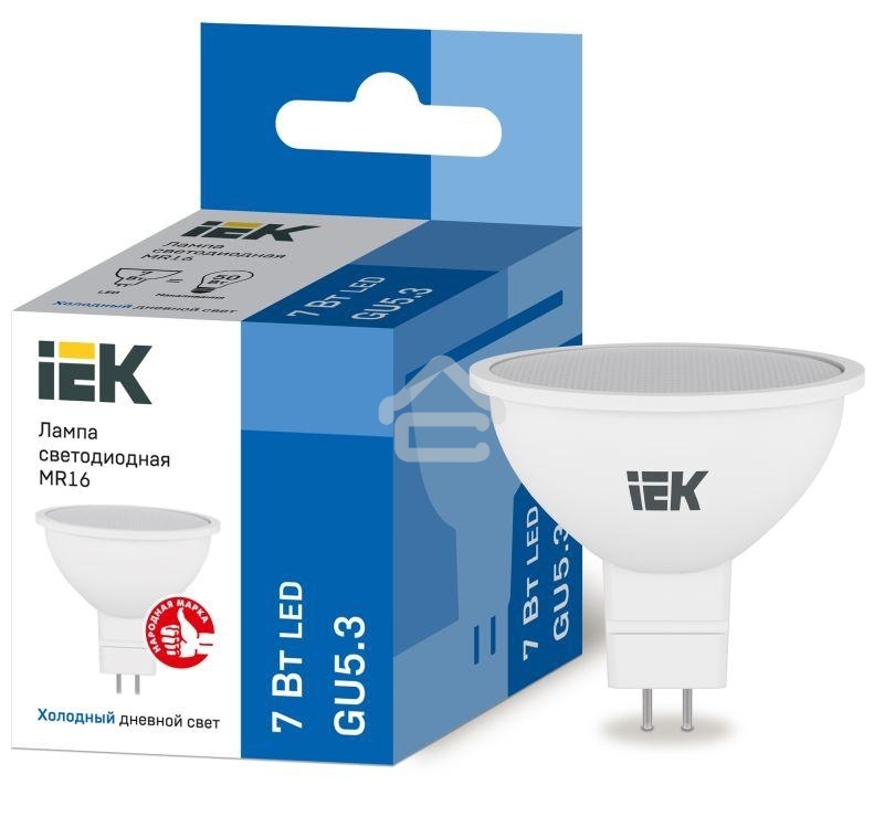 Лампа светодиодная ИЭК LLE-MR16-7-230-65-GU5 ECO MR16 софит 7Вт 230В 6500К GU5.3