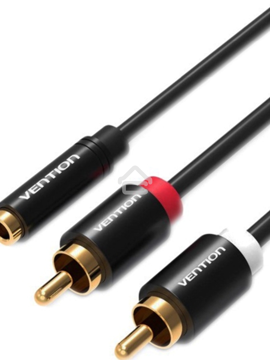 Кабель Vention аудио Jack 3,5 mm F/2RCA M - 1м Серый/черный