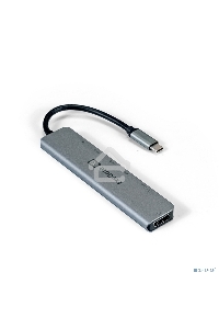 Док-станция ExeGate EX293983RUS DUB-21C/PD/CR/H (кабель-адаптер USB Type-C --> 2xUSB3.0 + Card Reader + PD 100W + HDMI 4K@60Hz, Plug&Play, серый)