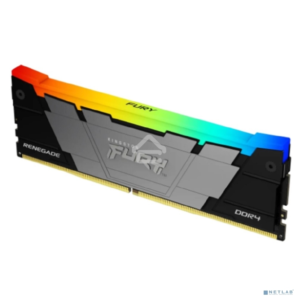 Оперативная память Kingston Fury Renegade, DDR4, 32GB (1x32GB), 3200MHz, CL16, DIMM, с радиатором, RGB, серебристый/черный