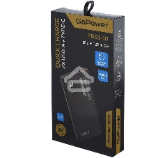 Портативный аккумулятор GoPower PB03-10 10000mAh 3.0A 22.5W 2USB/Type-C черный (1/50)