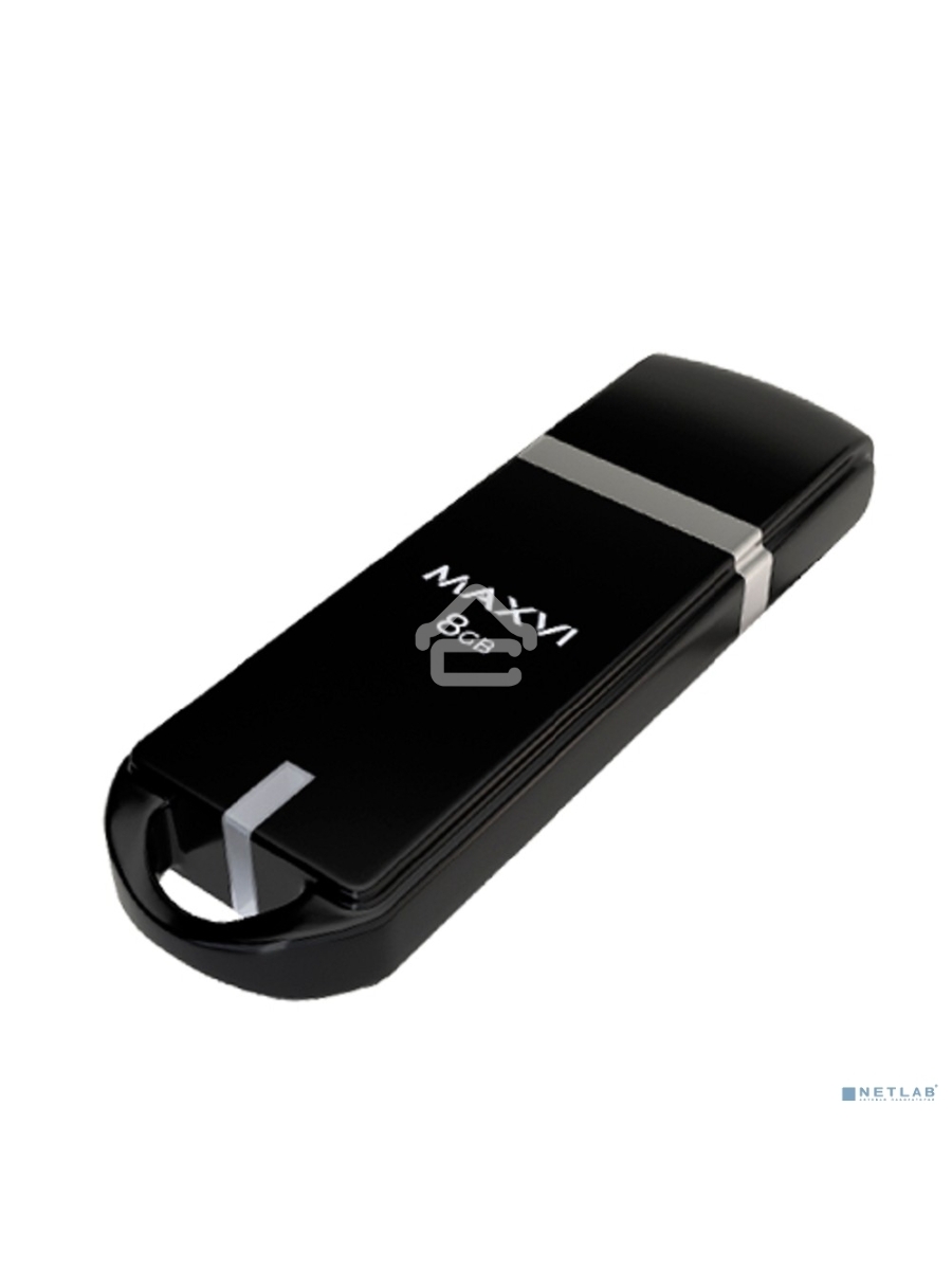 Флеш диск Maxvi P3 8GB USB 2.0 black, монолит с колпачком, ABS пластик