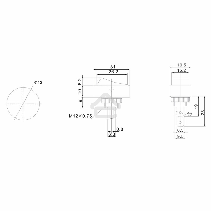 Выключатель клавишный Rexant 12V 30А (3с) ON-OFF черный ОВАЛ с красной подсветкой