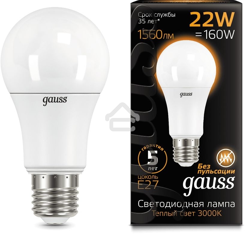 Лампа светодиодная Gauss A70 22Вт 3000К E27