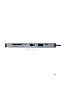 Док-станция ExeGate EX293983RUS DUB-21C/PD/CR/H (кабель-адаптер USB Type-C --> 2xUSB3.0 + Card Reader + PD 100W + HDMI 4K@60Hz, Plug&Play, серый)