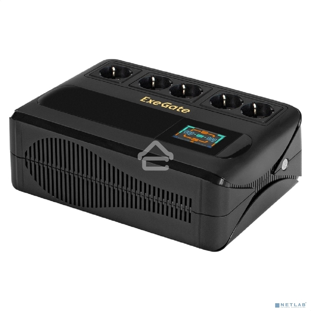 Источник бесперебойного питания ExeGate NEO Smart BU-1000.LCD.AVR.5SH <1000VA/500W, цветной LCD-дисплей, AVR, 5*Schuko, Black>