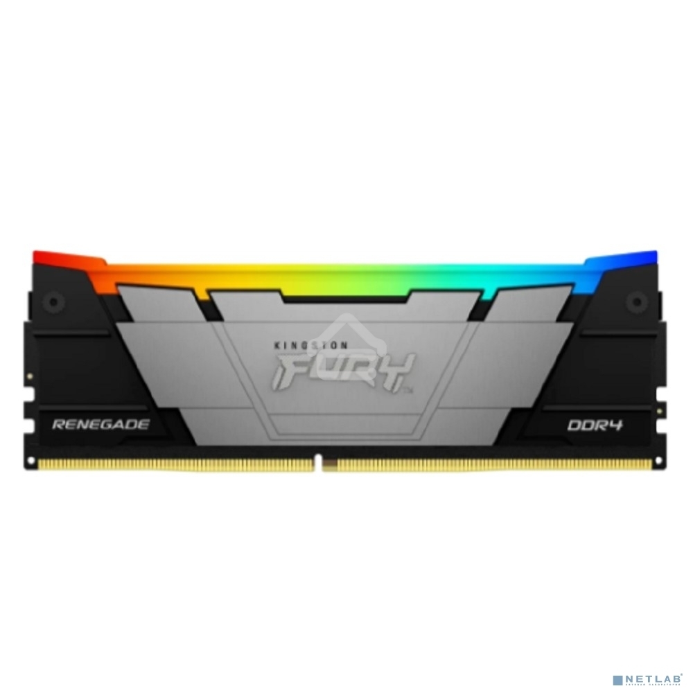 Оперативная память Kingston Fury Renegade, DDR4, 32GB (1x32GB), 3200MHz, CL16, DIMM, с радиатором, RGB, серебристый/черный
