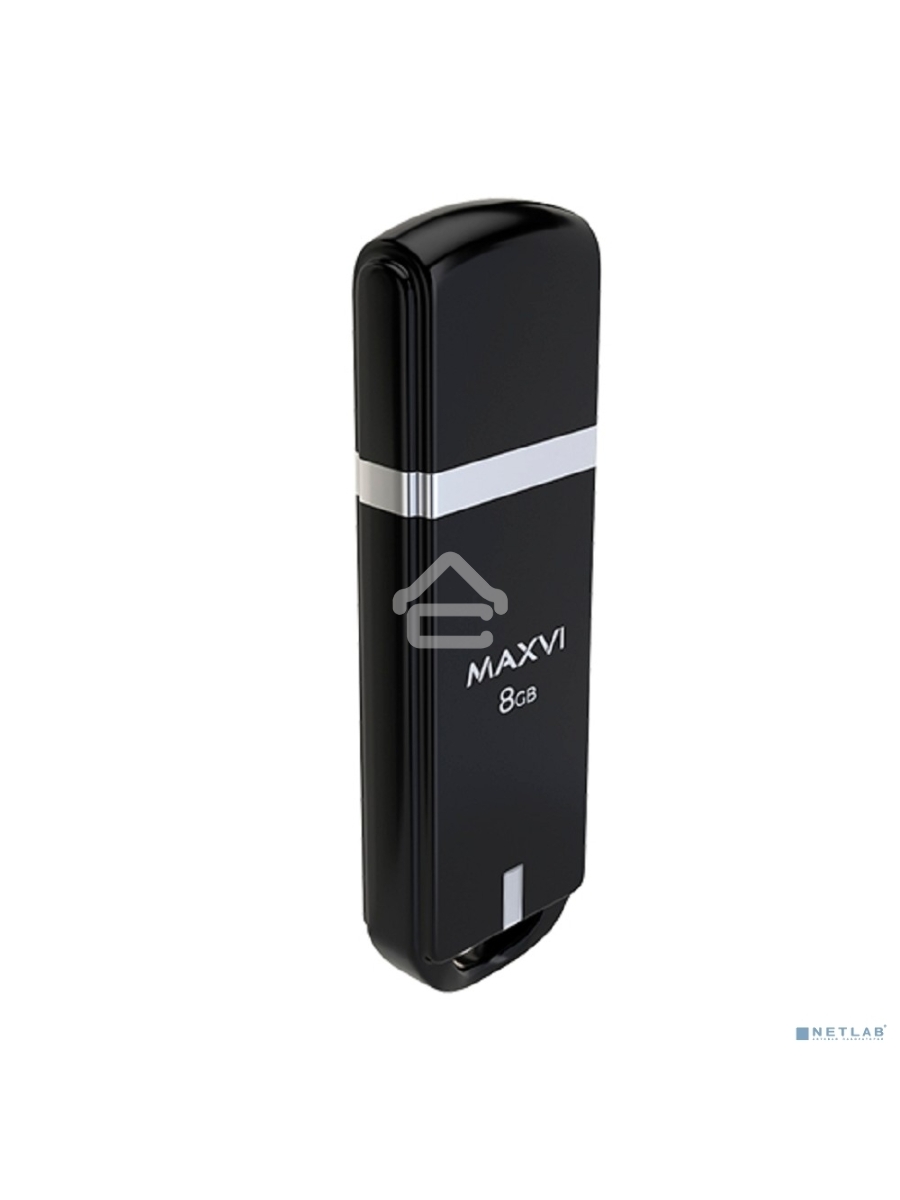 Флеш диск Maxvi P3 8GB USB 2.0 black, монолит с колпачком, ABS пластик