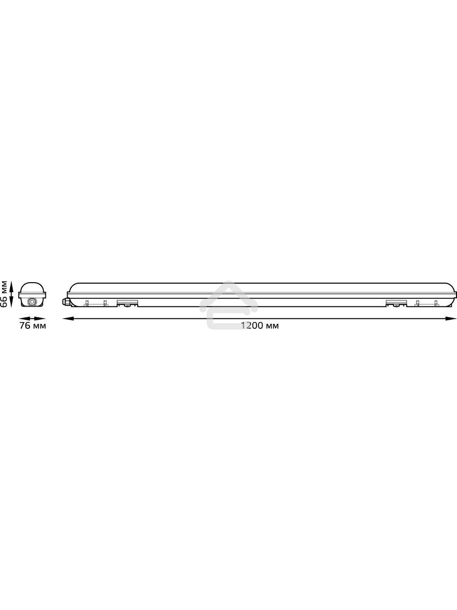Влагозащитный светодиодный светильник Gauss ССП-176 Elementary IP65 1200*76*66 36W 2880lm 6500K матовый 1/12