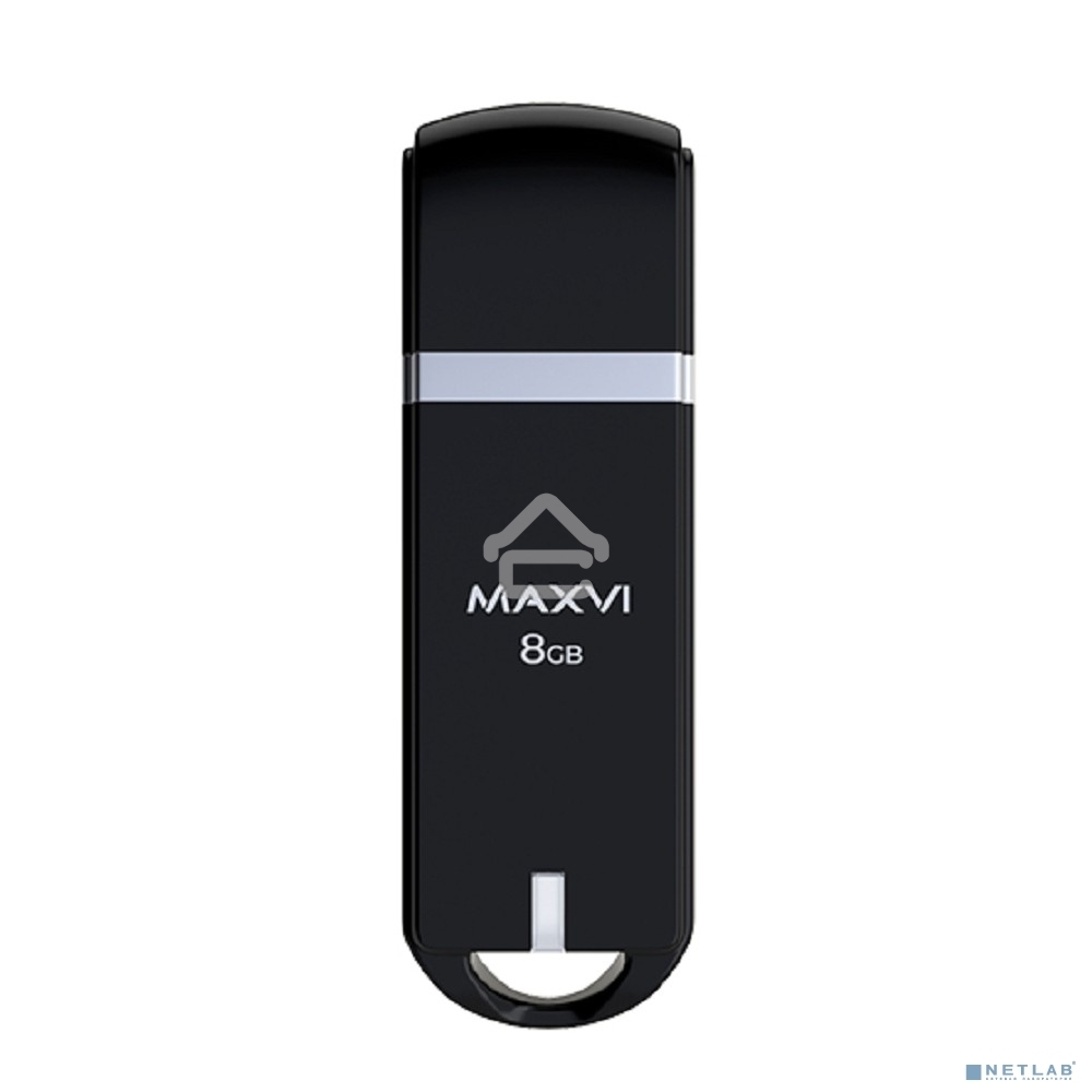 Флешка USB R/W Maxvi P3 8GB USB 2.0 black, монолит с колпачком, ABS пластик