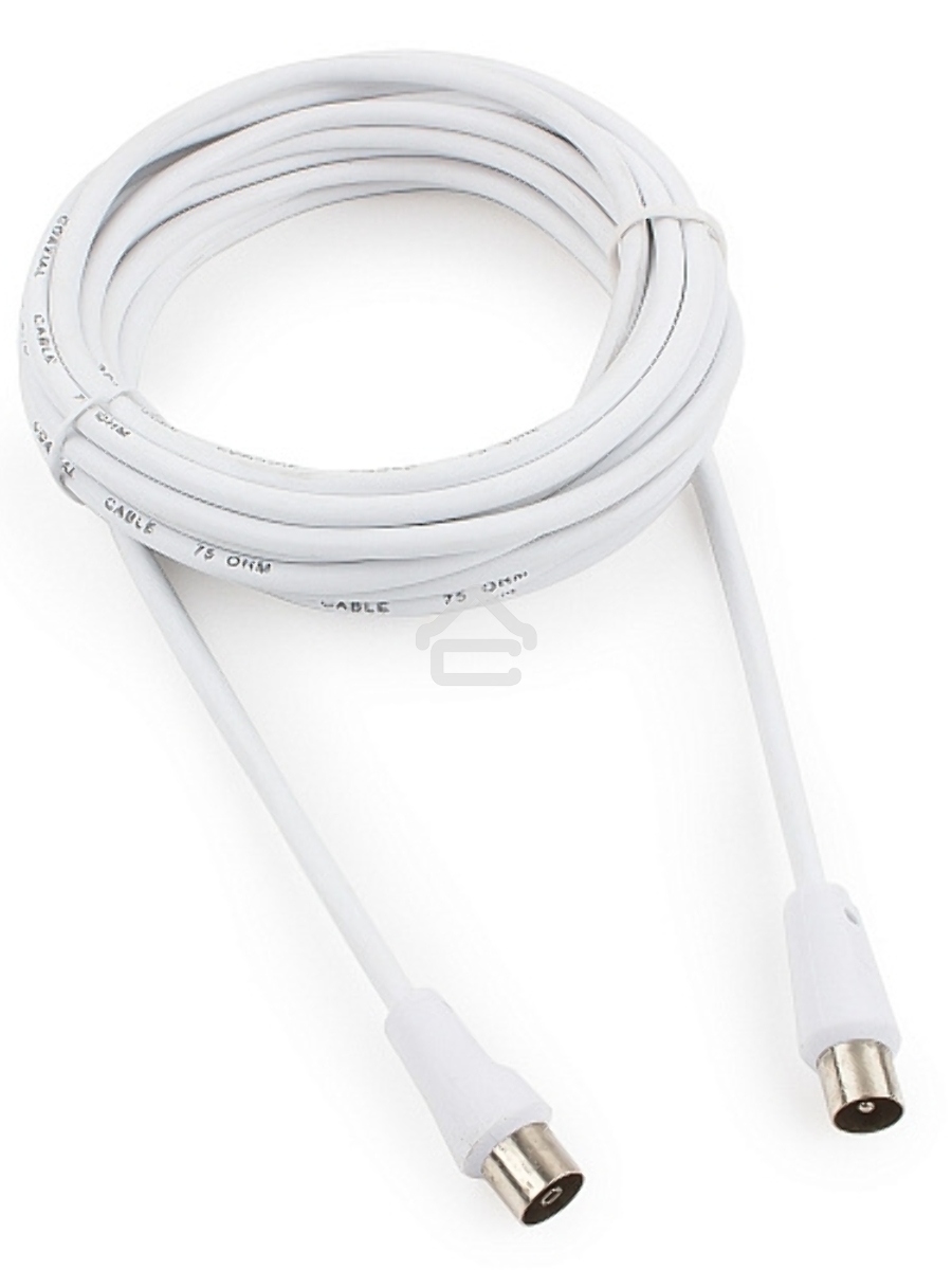 Кабель телевизионный Cablexpert, CCV-515-W-5M, Coaxial M/F, белый, 5м