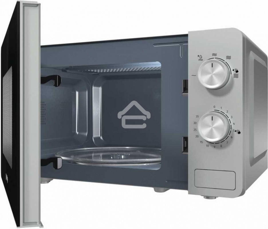 Микроволновая печь Gorenje MO20E1S серебристый, 20 л, 800 Вт, переключатели - поворотный механизм