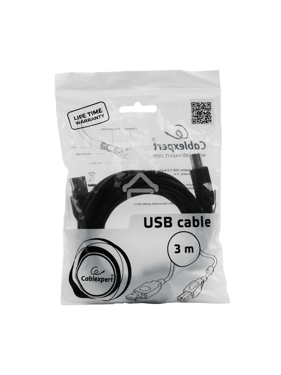 Кабель Gembird CCF-USB2-AMBM-10 USB 2.0 кабель PRO для соед. 3.0м AM/BM позол.конт., фер.кол., пакет