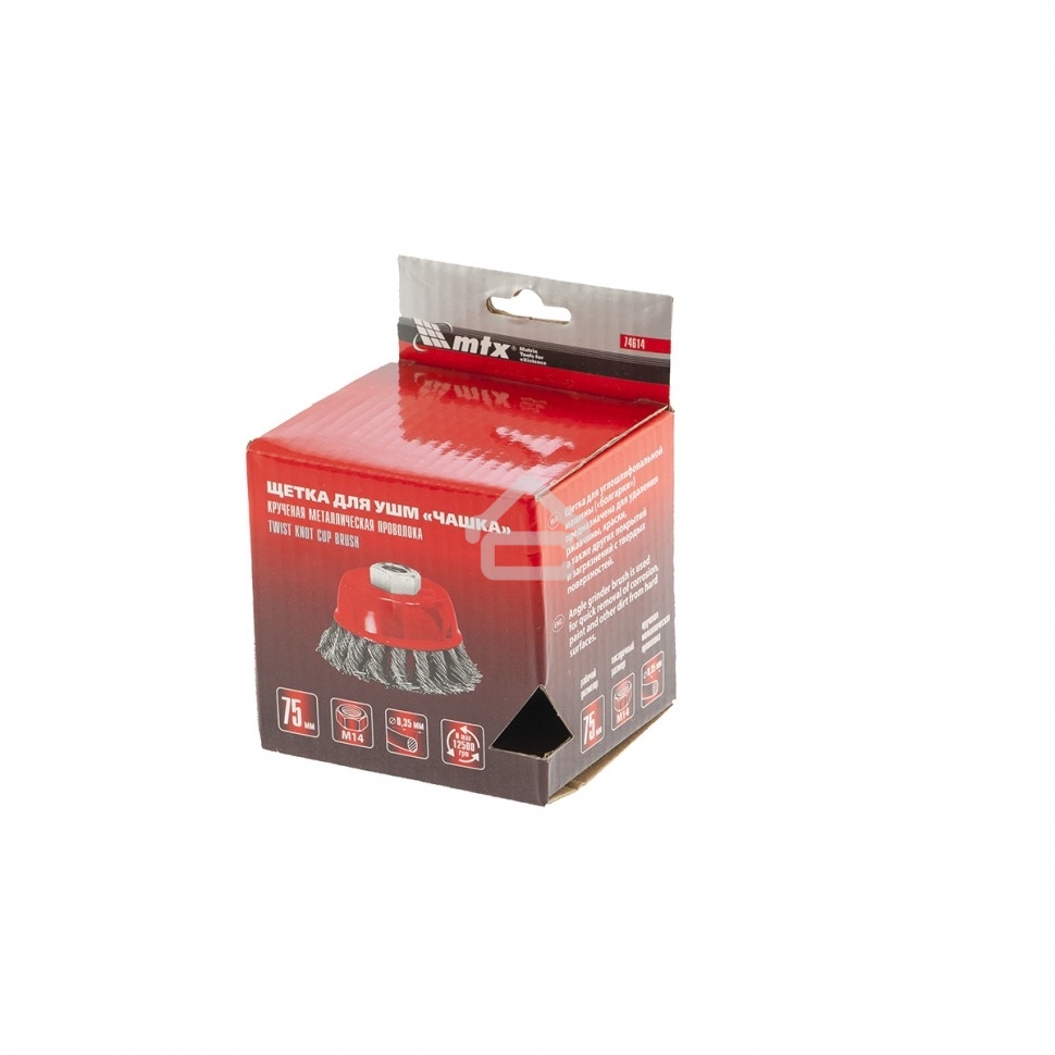 Щетка Matrix для УШМ, 75 мм, М14, Чашка, крученая проволока 0,35 мм