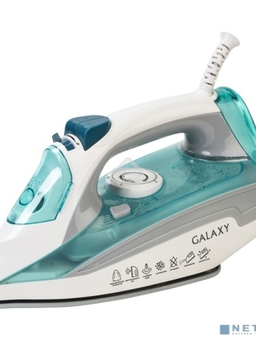 Утюг Galaxy Line GL 6127, бирюзовый, паровой, 2200 Вт, постоянный пар 50 г/мин, паровой удар 170 г/мин, функции: самоочистка, антикапля, антинакипь, функция увлажнения, вертикальное отпаривание, защита от перегрева, индикатор нагрева, керамическое покрыти