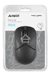 Мышь беспроводная A4Tech Fstyler FG12 черный, 1200 dpi, радиоканал, USB, кнопки - 3