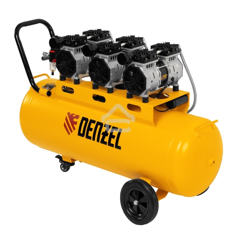 Компрессор безмаслянный малошумный Denzel DLS 1800/100,1800 Вт, 3х600, 100 л, 345 л/мин