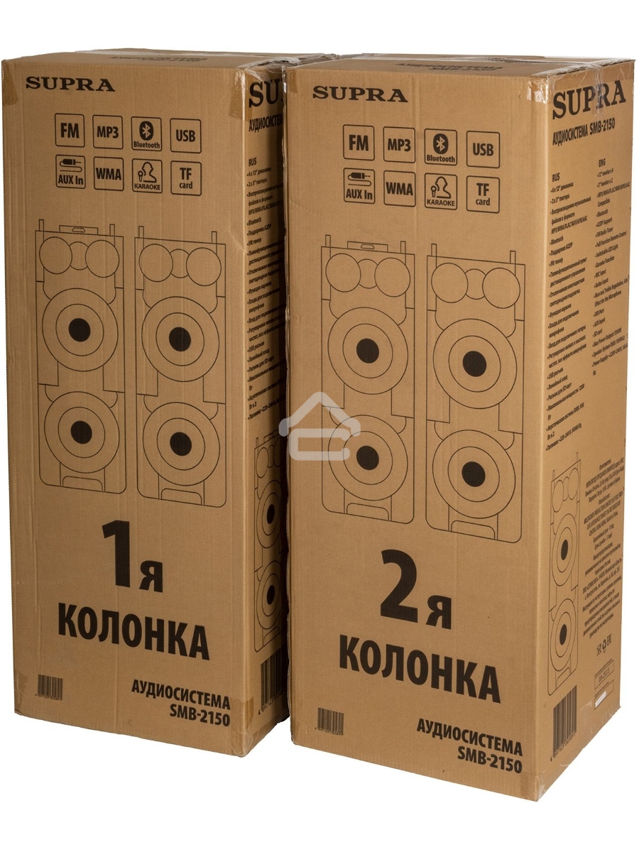 Минисистема SUPRA SMB-2150 черный 1200Вт FM USB BT SD (в комплекте: активн.+пассив.колонки)
