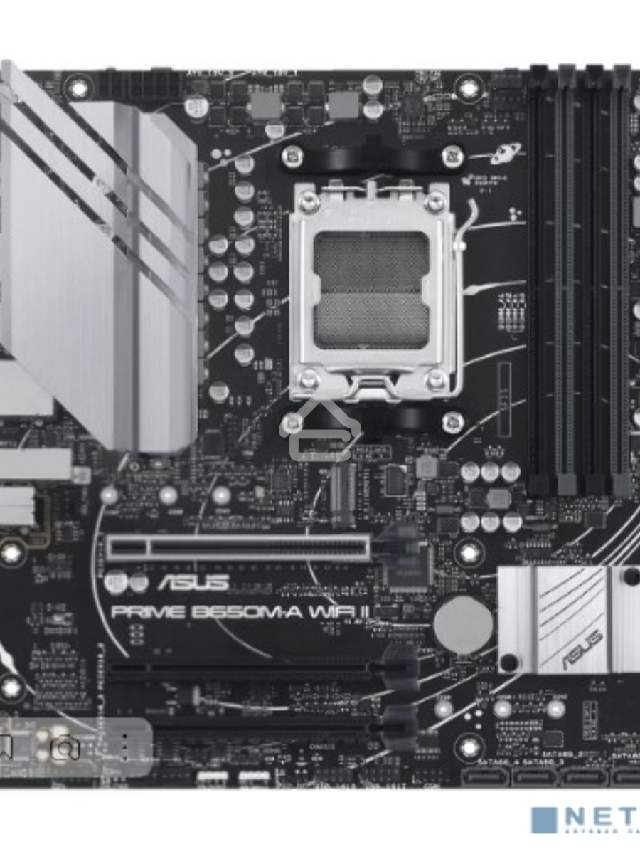 Материнская плата ASUS PRIME B650M-A WIFI II, AM5, AMD B650, 4xDDR5, 4xSATA, 2xM.2, 1xPCI-E 4.0 x16, 2xPCI-E 4.0 x1, 1xHDMI, 1xDP, 1xVGA, 1x 2.5Gb LAN, 2xUSB-A 3.2 Gen 2, 2xUSB-A 3.2 Gen 1, 4xUSB-A 2.0, 3x3.5 мм, 7.1, Micro-ATX