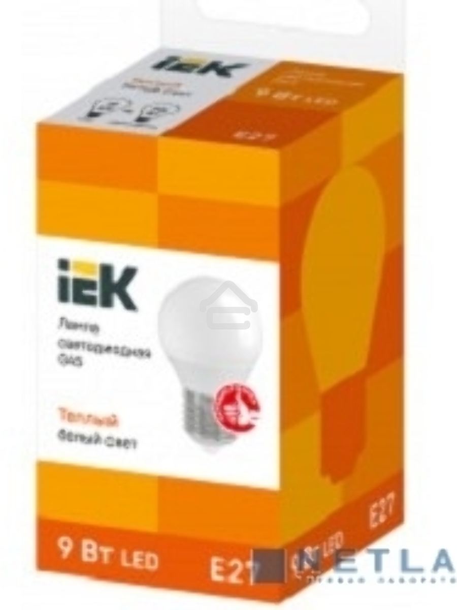 Лампа Iek LLE-G45-9-230-30-E27 светодиодная ECO G45 шар 9Вт 230В 3000К E27