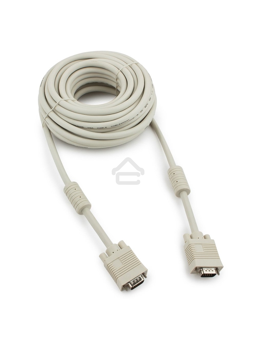 Кабель Gembird/Cablexpert CC-PPVGA-10m, Кабель VGA Premium , 15M/15M, 10м, серый, тройной экран, феррит.кольца