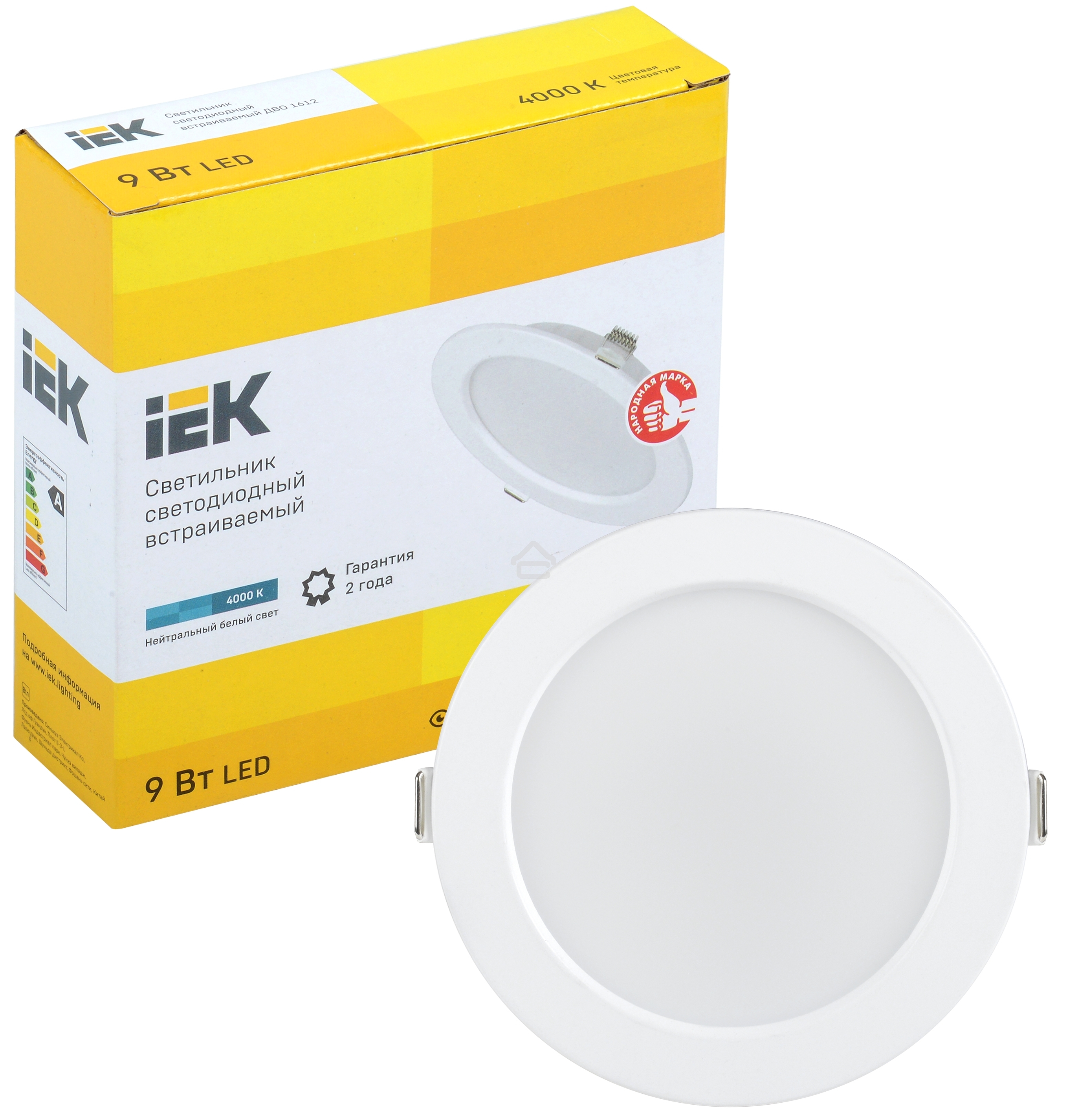 Светильник светодиодный Iek LDVO0-1612-09-4000-K01 ДВО 1612 белый круг 9Вт 4000К IP20 пластик. корпус, диам 118 мм