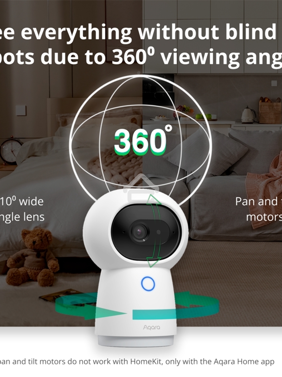 Камера AQARA Camera Hub G3/Камера+ управления/Управление жестами/Камера 360/2K 2304х1296p/Протокол связи:Zigbee/WiFi/Питание:USB-C/Цвет:белый CH-H03