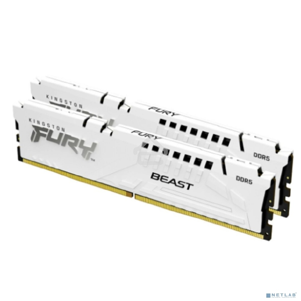 Оперативная память Kingston Fury Beast, DDR5, 64Gb (2x32 GB), 5600 MHz, CL36, DIMM, радиатор, белый