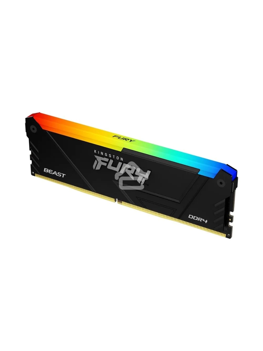 Оперативная память Kingston Fury Beast, DDR4, 16GB (1x16GB), 3200MHz, CL16, DIMM, с радиатором, RGB, чёрный