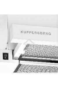 Вытяжка встраиваемая Kuppersberg SLIMLUX 60 W, ширина 55,2 см, отвод/рециркуляция, 550 м3/час, механическое кнопочное управление, 3 скорости, светодиодное освещение 2х2 Вт, металлические жироулавливающие фильтры, угольный фильтр KF-Y (опция), цвет белый